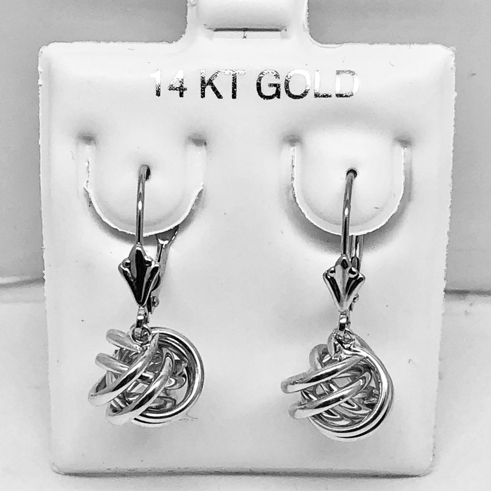 14K Pure Solid White/Yellow Gold ❤️ Knot Earrings